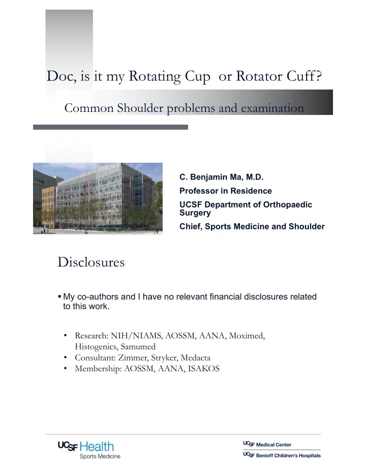 doc is it my rotating cup or rotator cuff