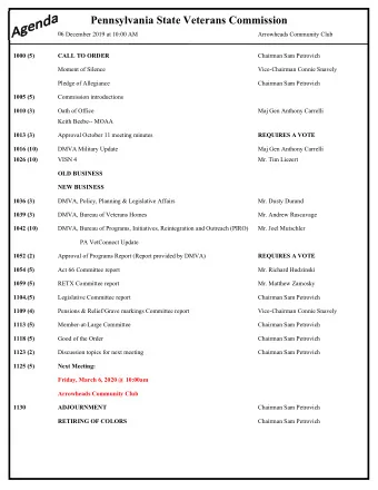 STATE VETERANS COMMISSION MEETING  DECEMBER 6, 2019  DMVA MILITARY UPDATE  CURRENT AND FUTURE UNIT