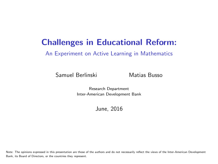 challenges in educational reform