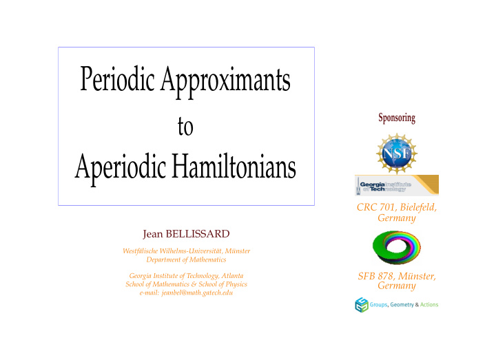 aperiodic hamiltonians