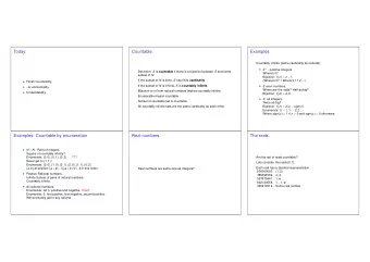 Today.  Countable.  Examples  Countably infinite (same cardinality as naturals)  Z + - positive