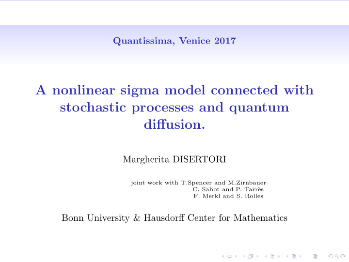 a nonlinear sigma model connected with stochastic