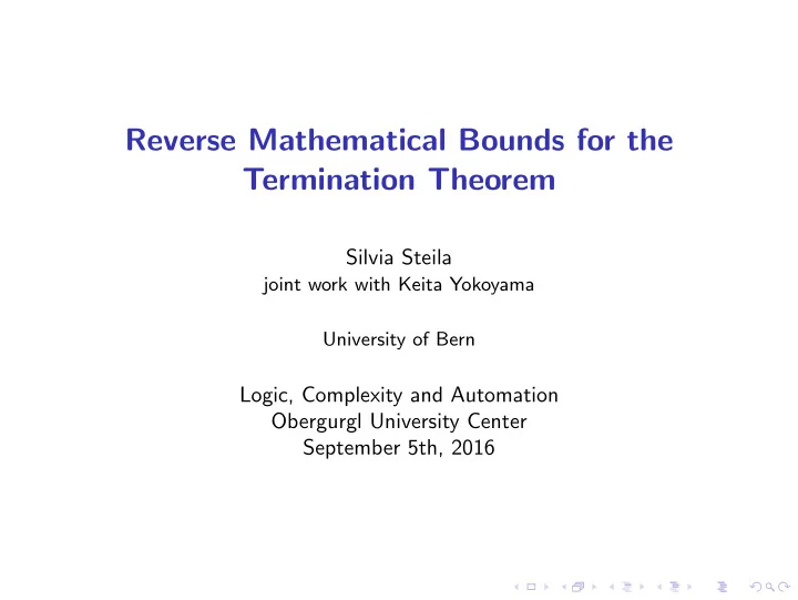 reverse mathematical bounds for the termination theorem
