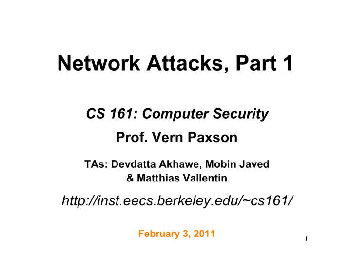 network attacks part 1