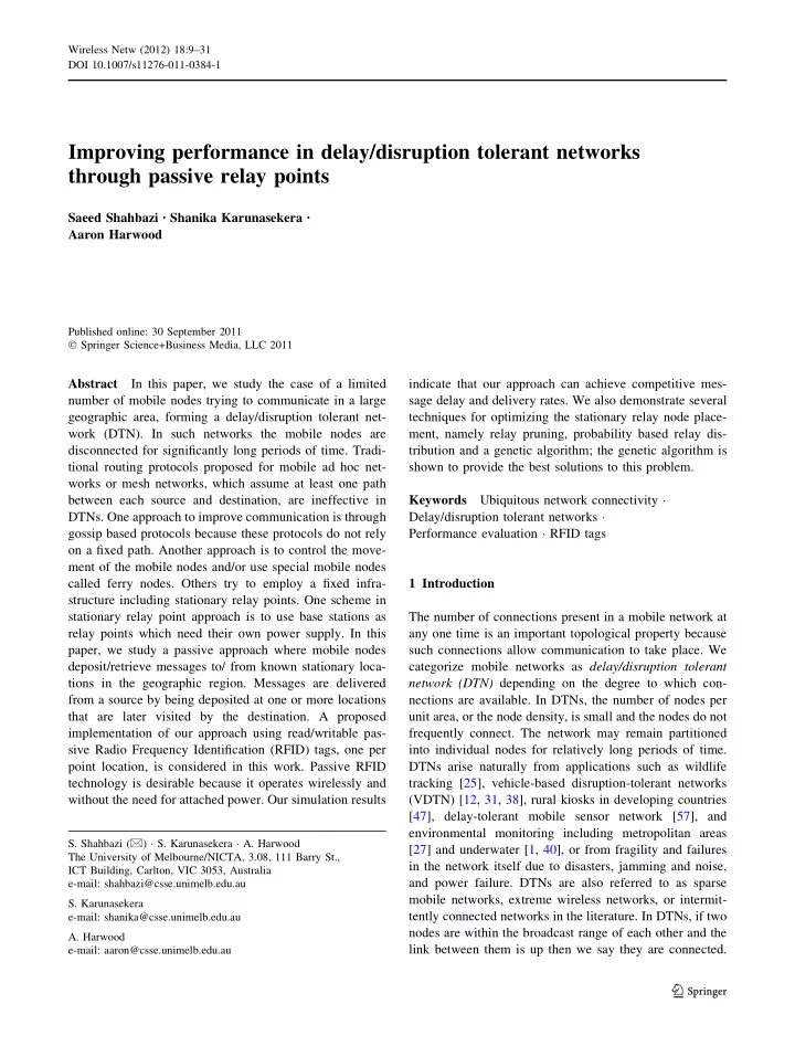 improving performance in delay disruption tolerant