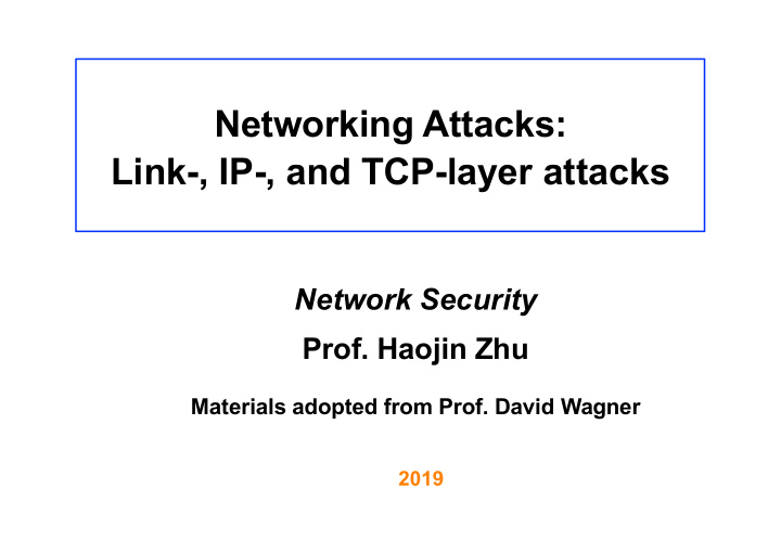 networking attacks link ip and tcp layer attacks