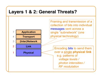 Layers 1 &amp; 2: General Threats?  Framing and transmission of a  collection of bits into