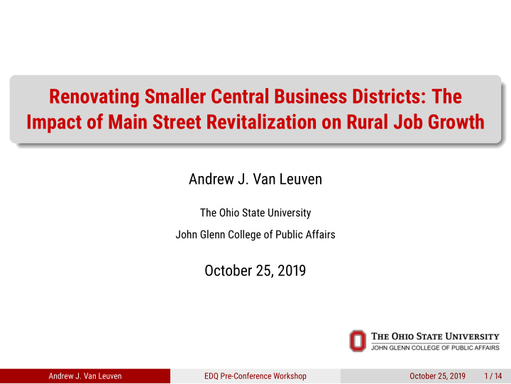 renovating smaller central business districts the impact