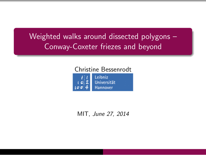 weighted walks around dissected polygons conway coxeter