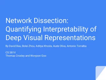 Network Dissection:  Quantifying Interpretability of  Deep Visual Representations  By David Bau,