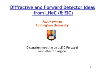 Paul Newman  Birmingham University  Discussion meeting on JLEIC Forward Ion Detector Region  1  e