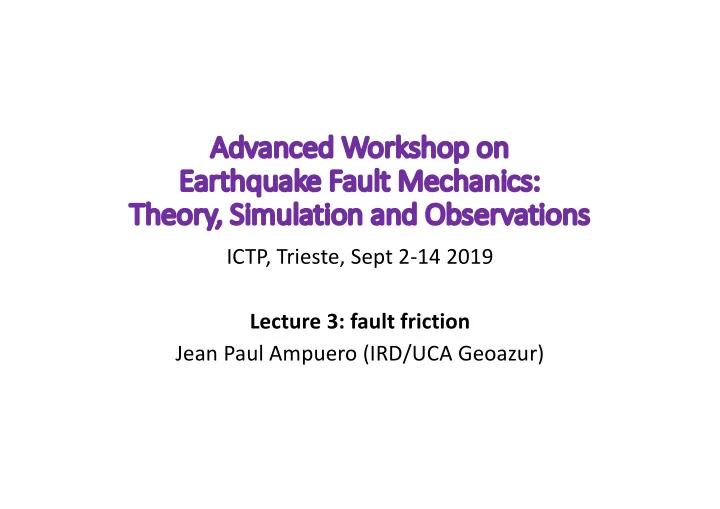 adv advanced anced worksho shop p on n ea earthquake fa