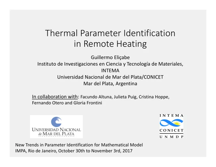thermal parameter identification in remote heating