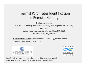 Thermal Parameter Identification  in Remote Heating  Guillermo Eliabe  Instituto de