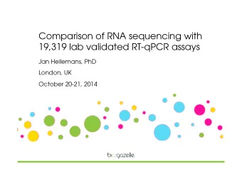 Comparison of RNA sequencing with 19,319 lab validated RT-qPCR assays  Jan Hellemans, PhD  London,