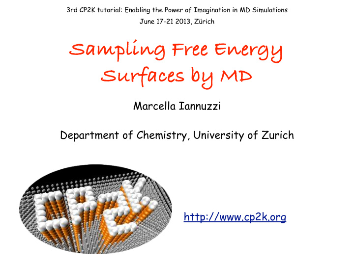 sampling free energy surfaces by md