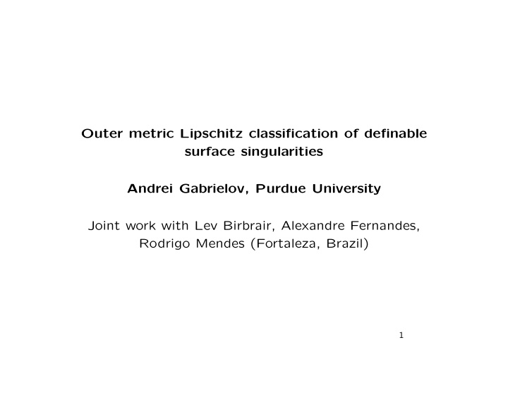 outer metric lipschitz classification of definable