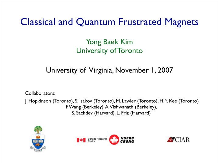 classical and quantum frustrated magnets