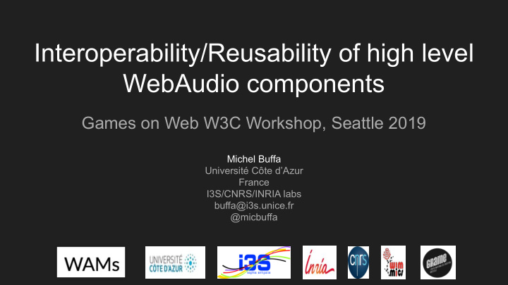 interoperability reusability of high level webaudio
