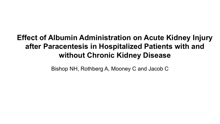 effect of albumin administration on acute kidney injury