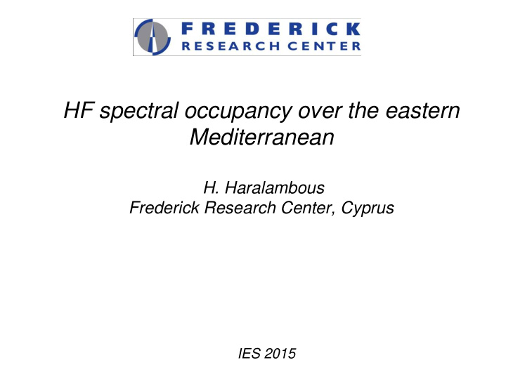 hf spectral occupancy over the eastern mediterranean