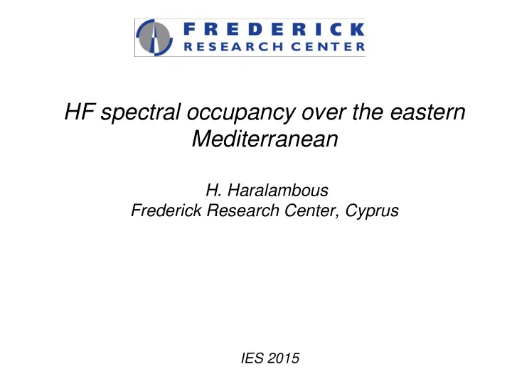 hf spectral occupancy over the eastern mediterranean