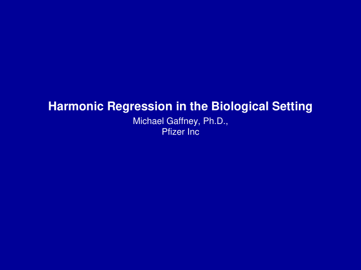harmonic regression in the biological setting