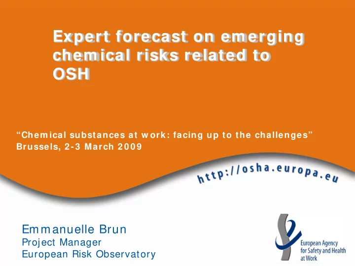 expert forecast on em erging chem ical risks related to