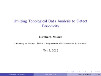 Utilizing Topological Data Analysis to Detect  Periodicity  Elizabeth Munch  University at Albany -