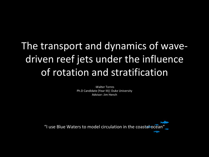 the transport and dynamics of wave driven reef jets under