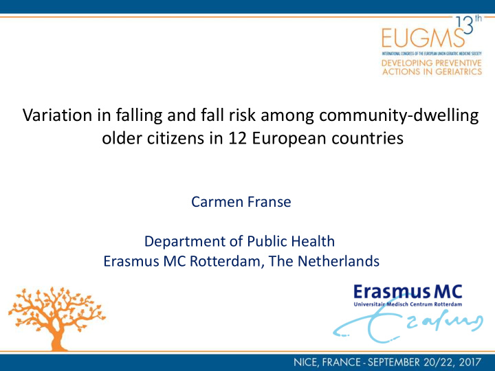 variation in falling and fall risk among community