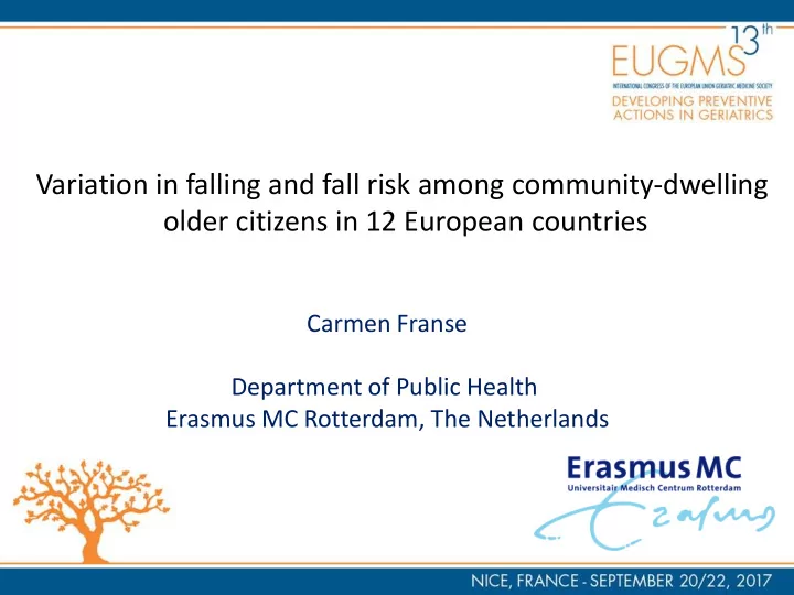 variation in falling and fall risk among community