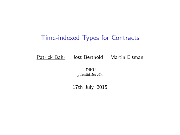 time indexed types for contracts