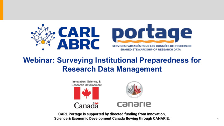 webinar surveying institutional preparedness for research