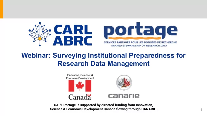 webinar surveying institutional preparedness for research