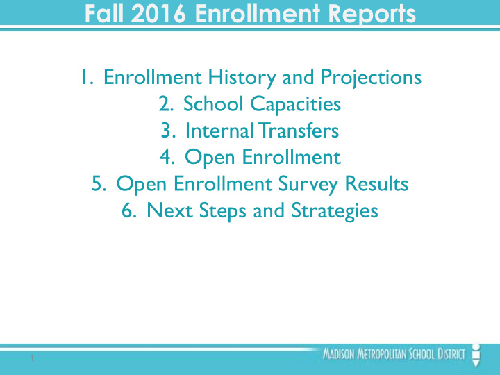 fall 2016 enrollment reports