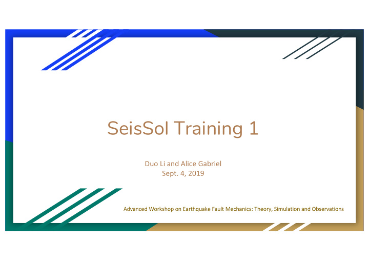 seissol training 1