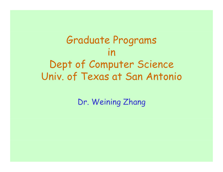 graduate programs in in dept of computer science univ of