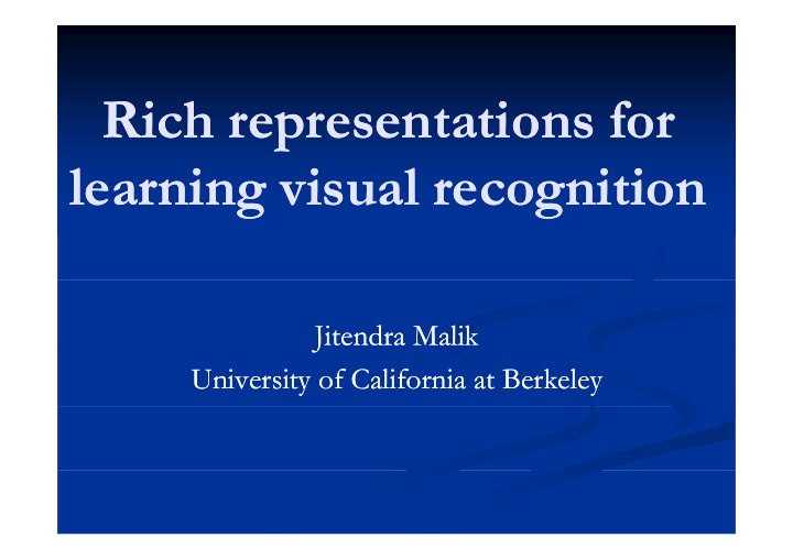 rich representations for rich representations for