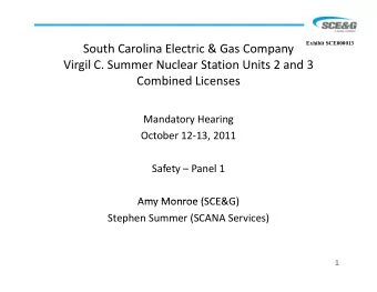 South Carolina Electric &amp; Gas Company  p  y  Virgil C. Summer Nuclear Station Units 2 and 3