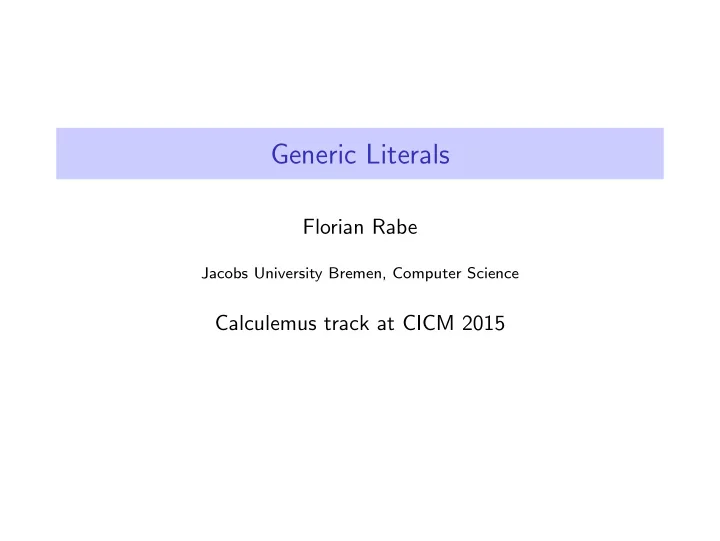 generic literals