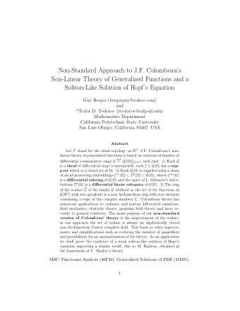Non-Standard Approach to J.F. Colombeaus  Non-Linear Theory of Generalized Functions and a