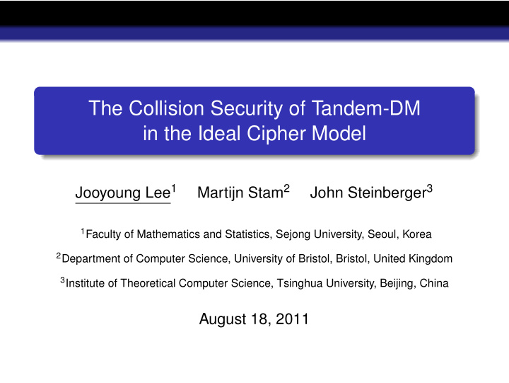 the collision security of tandem dm in the ideal cipher
