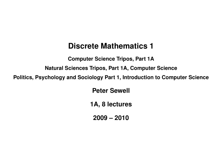 discrete mathematics 1