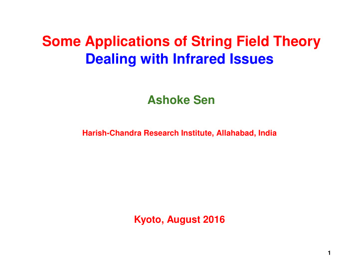 some applications of string field theory dealing with