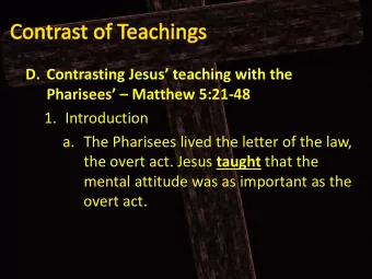 D. Contrasting Jesus teaching with the Pharisees  Matthew 5:21  48 1. Introduction a.