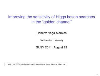 Improving the sensitivity of Higgs boson searches  in the golden channel  Roberto