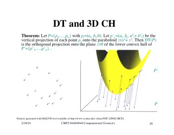 DT and 3D CH Theorem: Let P ={ p 1 ,, p n } with p i =( a i , b i ,0). Let p i =( a i , b i ,