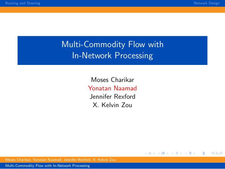 multi commodity flow with in network processing