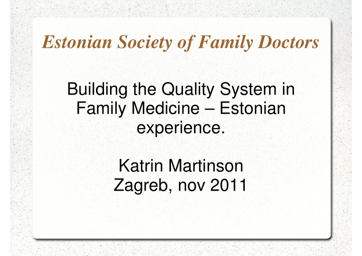estonian society of family doctors